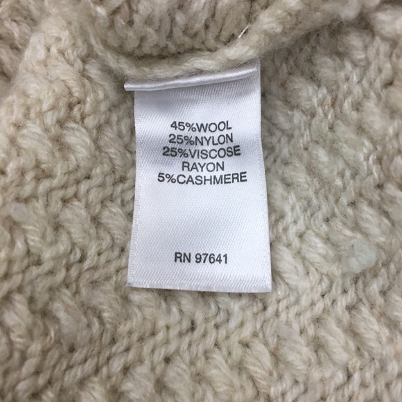 J JILL Sweater Wool Cashmere Mock Neck Ribbed Neutral Minimalist Size Medium - Picture 7 of 11